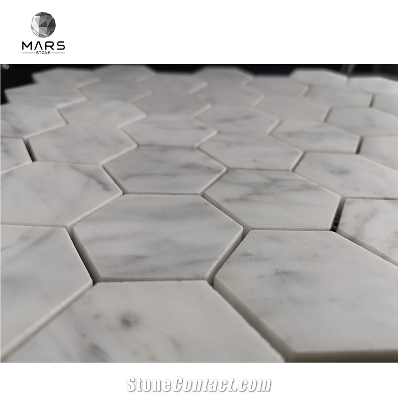Carrara White Hexagon Cheap Irregular Mosaic Wall Tile