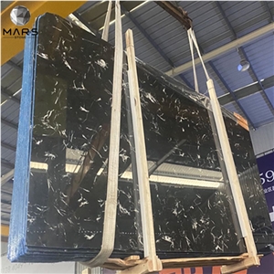 Century Black Ice Flower Marble Polished Slabs For Sale