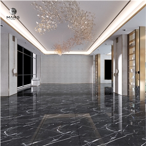 Century Black Ice Flower Marble Polished Slabs For Sale