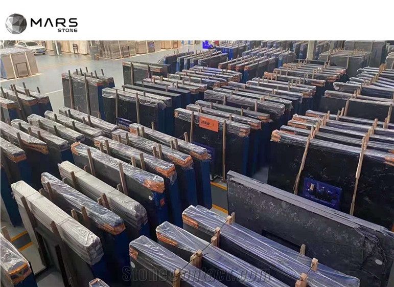 Century Black Ice Flower Marble Polished Slabs For Sale