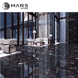 Century Black Ice Flower Marble Polished Slabs For Sale