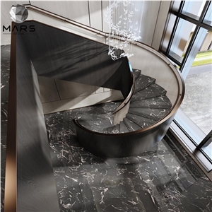 Century Black Ice Flower Marble Polished Slabs For Sale