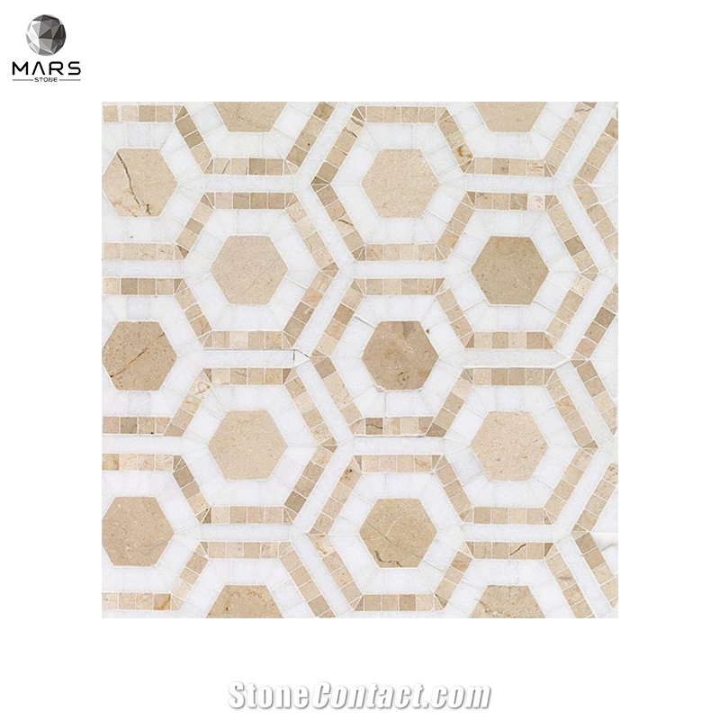 Cheap Hexagon Cosmos Marble Polished Mosaic Marble Tiles