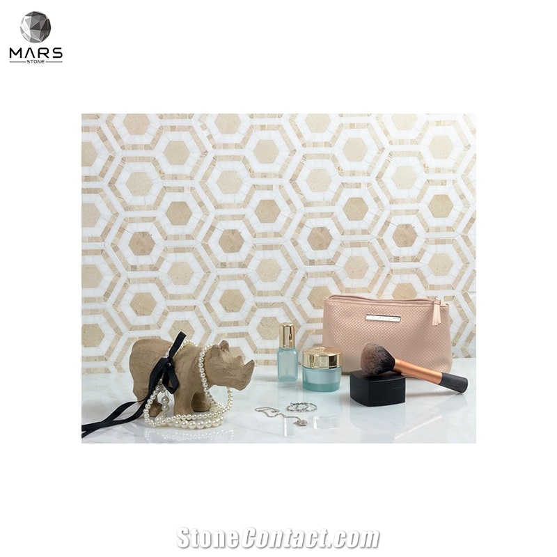 Cheap Hexagon Cosmos Marble Polished Mosaic Marble Tiles