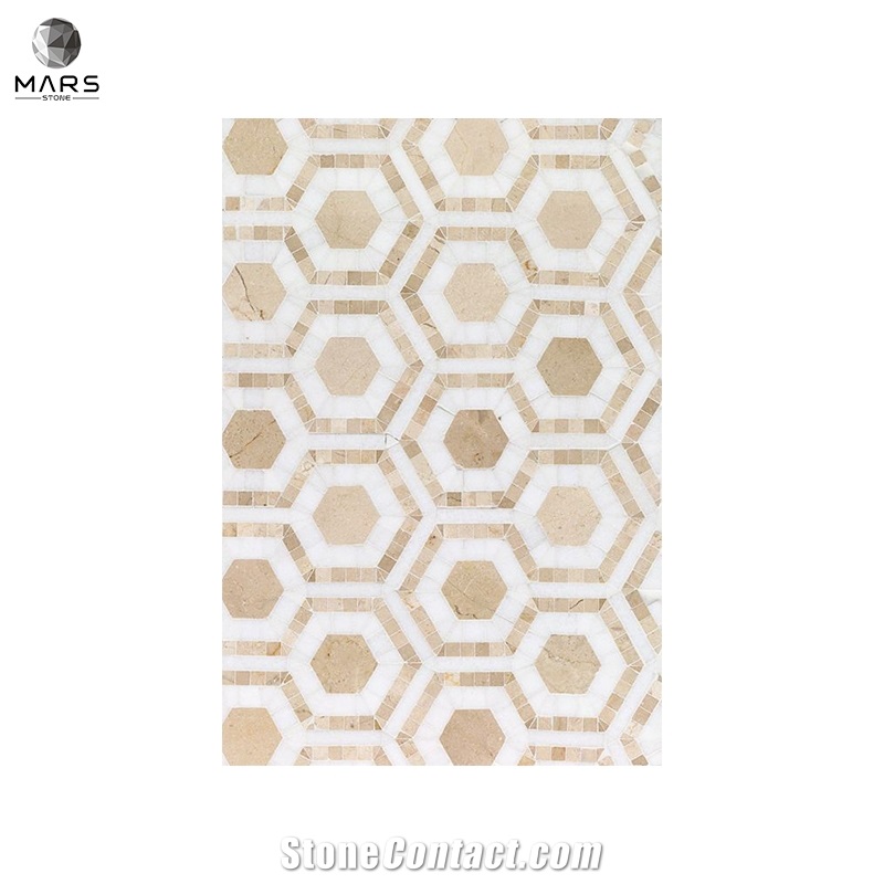 Cheap Hexagon Cosmos Marble Polished Mosaic Marble Tiles