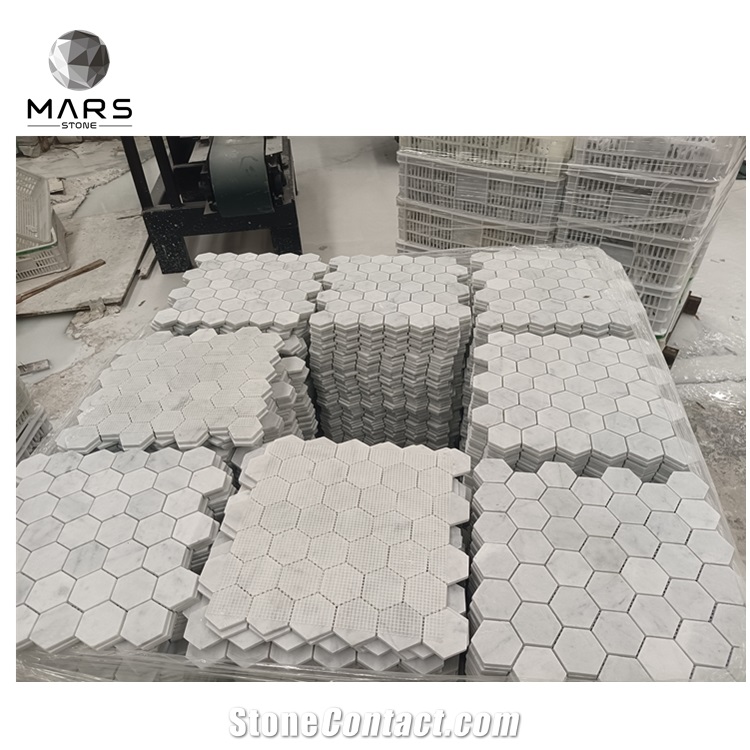 Cheap Price  Grey Natural Marble Hexagon Shape Mosaic Tiles