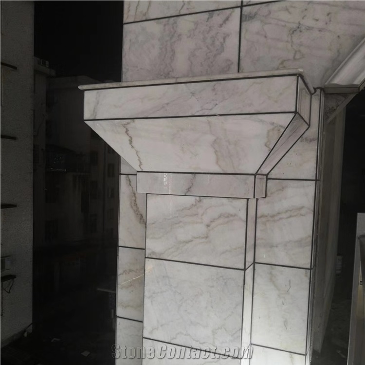China Bianco Guangxi White Marble With Grey Veins Slabs
