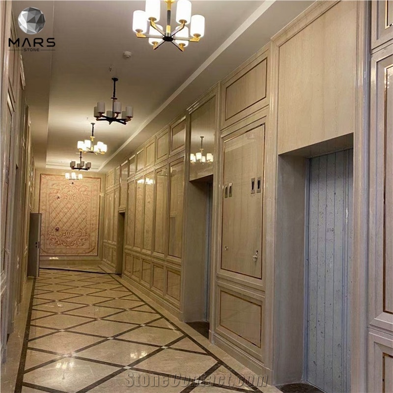 Chinese Natural Polished Stone Beige Marble Big Slab