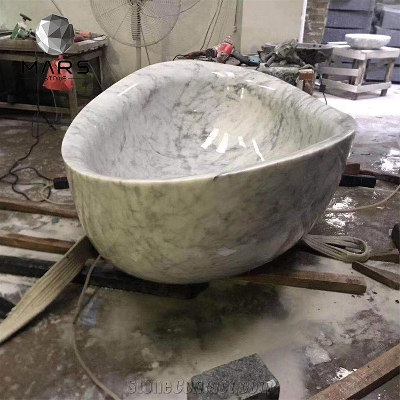 European Style Carrara Marble Bathtub Bathroom
