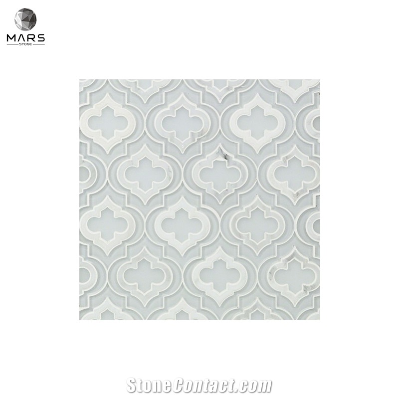 Excellent Arabesque Shape White Natural Mosaic Marble