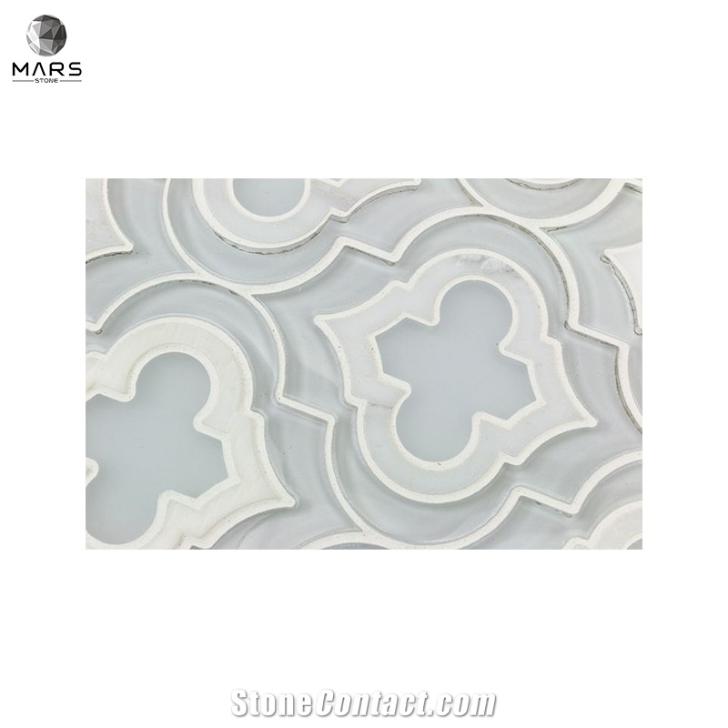 Excellent Arabesque Shape White Natural Mosaic Marble