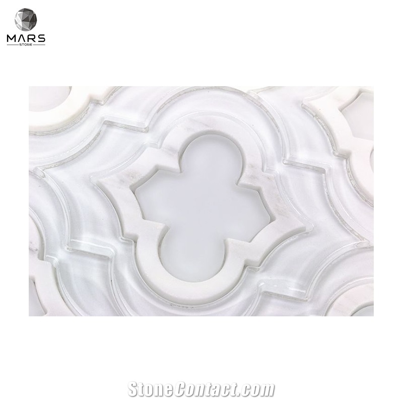 Excellent Arabesque Shape White Natural Mosaic Marble