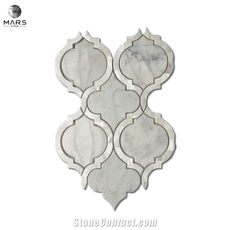 Excellent Lantern Shaped White Arabesque Marble Mosaic Tile