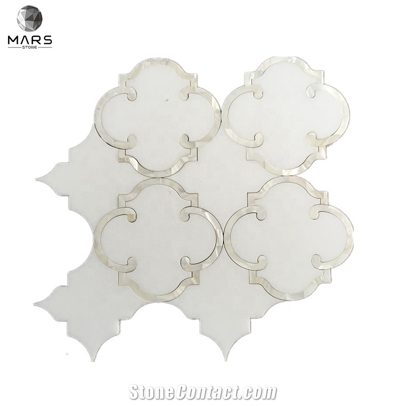Excellent Lantern Shaped White Arabesque Marble Mosaic Tile