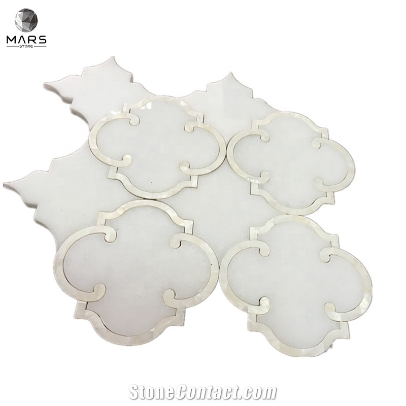 Excellent Lantern Shaped White Arabesque Marble Mosaic Tile