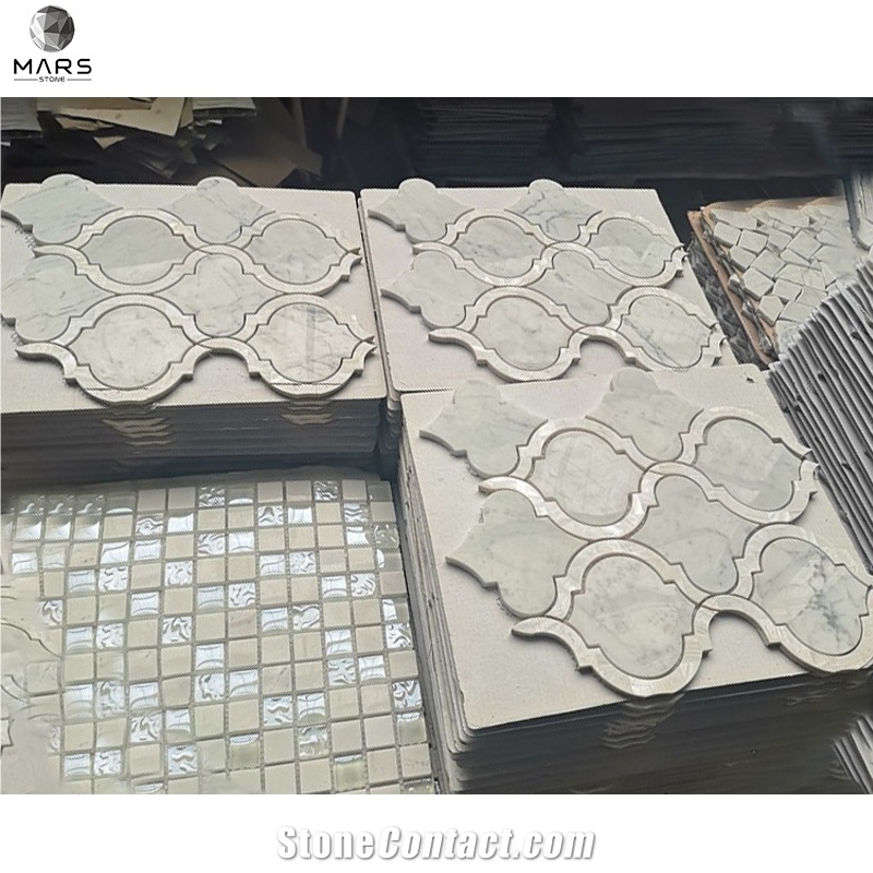Excellent Lantern Shaped White Arabesque Marble Mosaic Tile
