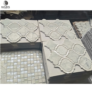 Excellent Lantern Shaped White Arabesque Marble Mosaic Tile