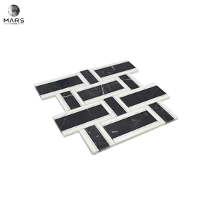 Excellent Rectangle Black Natural Split Marble Mosaics Tiles