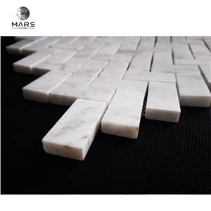 Factory White Herringbone Shape Marble Mosaic Tiles