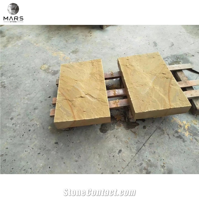 Golden Yellow Natural Sandstone Tiles For Villa Outdoor Wall