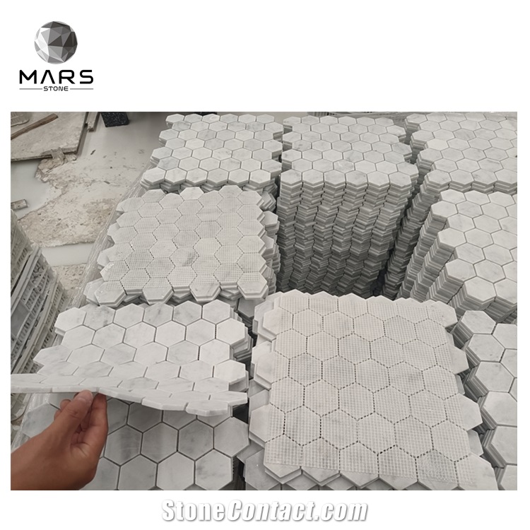 Good Quality Carrara White Marble Hexagon Mosaic Tiles