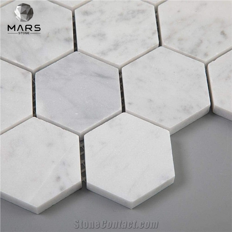 Good Quality White Carrara Marble Hexagon Stone Mosaic Tile