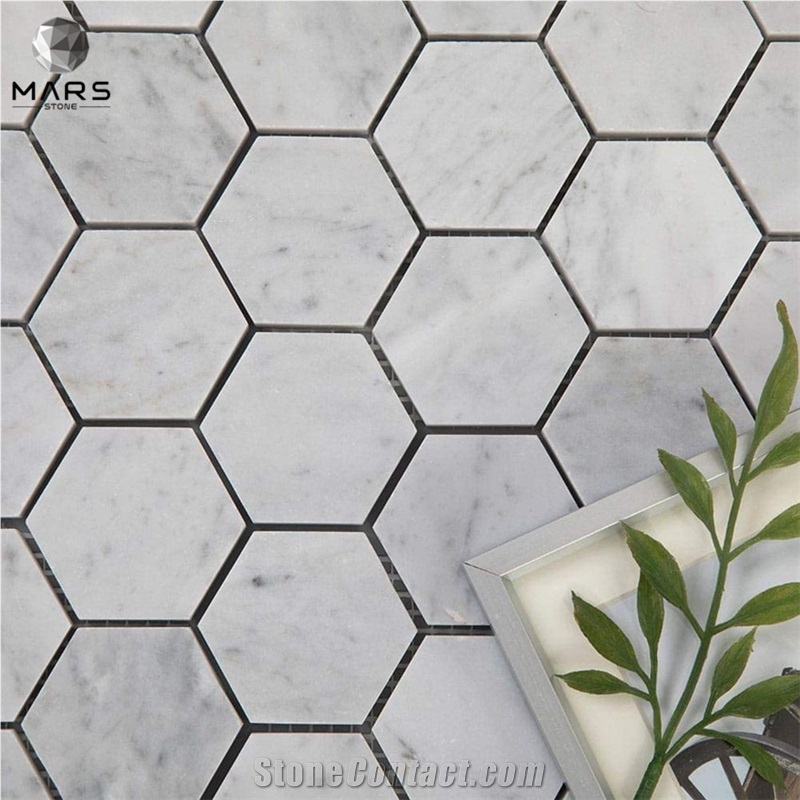 Good Quality White Carrara Marble Hexagon Stone Mosaic Tile