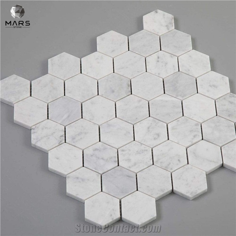 Good Quality White Carrara Marble Hexagon Stone Mosaic Tile