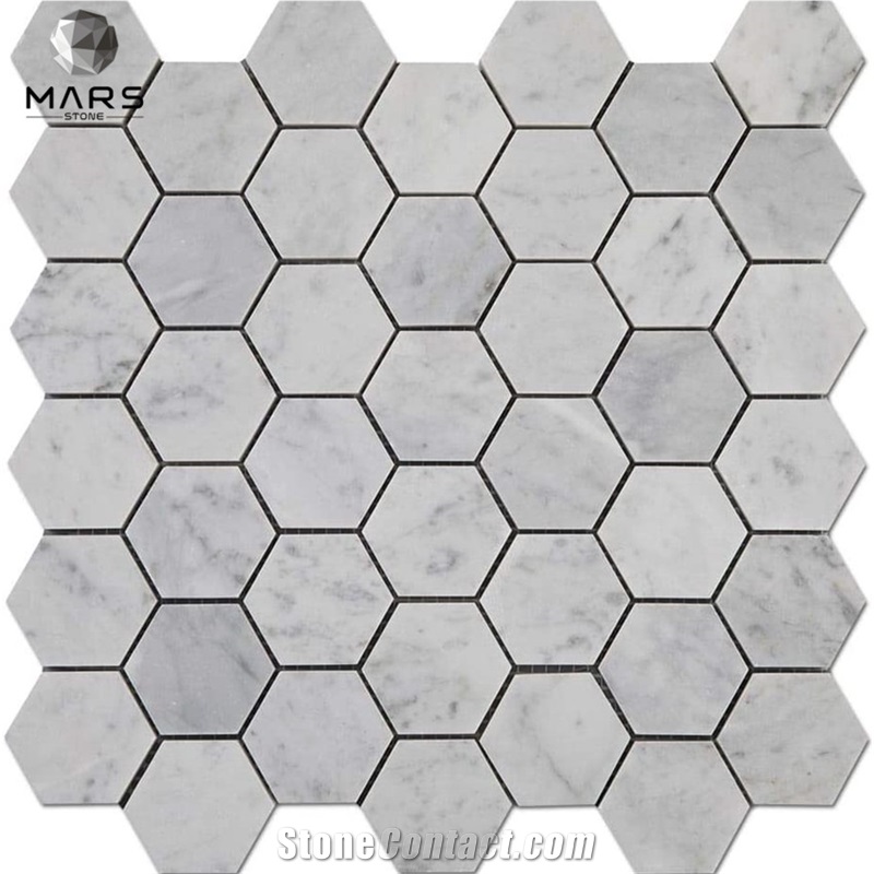 Good Quality White Carrara Marble Hexagon Stone Mosaic Tile