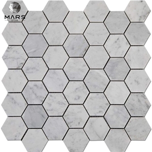 Good Quality White Carrara Marble Hexagon Stone Mosaic Tile
