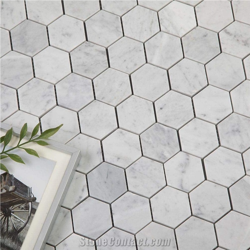 Good Quality White Carrara Marble Hexagon Stone Mosaic Tile