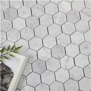 Good Quality White Carrara Marble Hexagon Stone Mosaic Tile