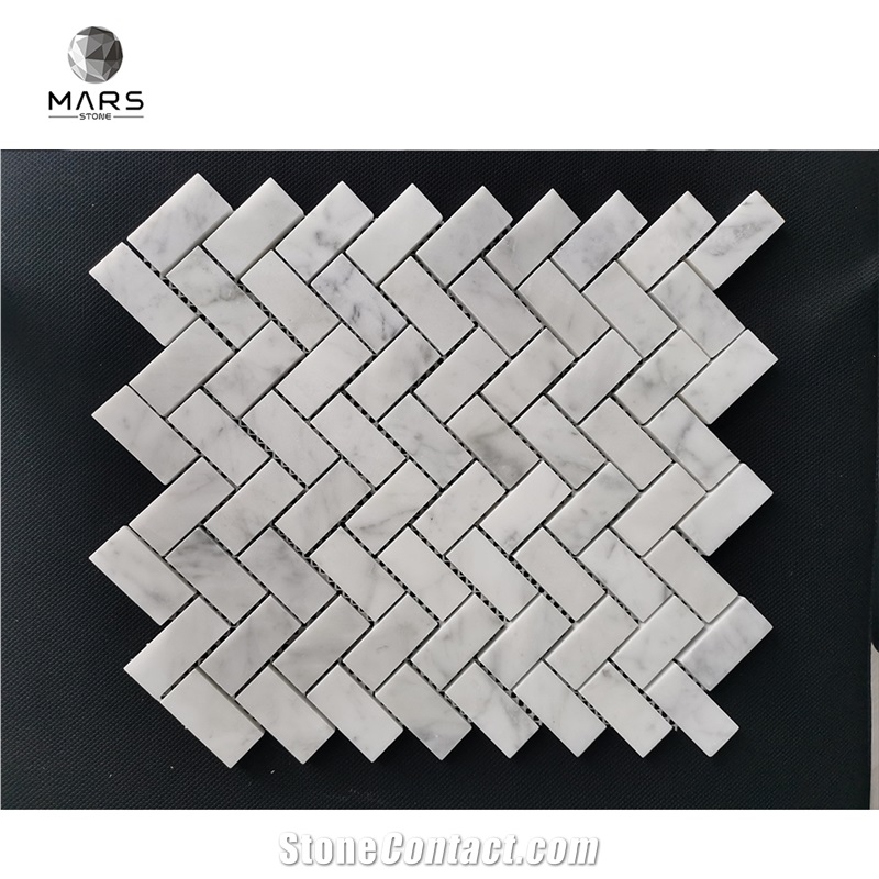 Herringbone Marble Mosaic Tile Bathroom Modern Simple Design