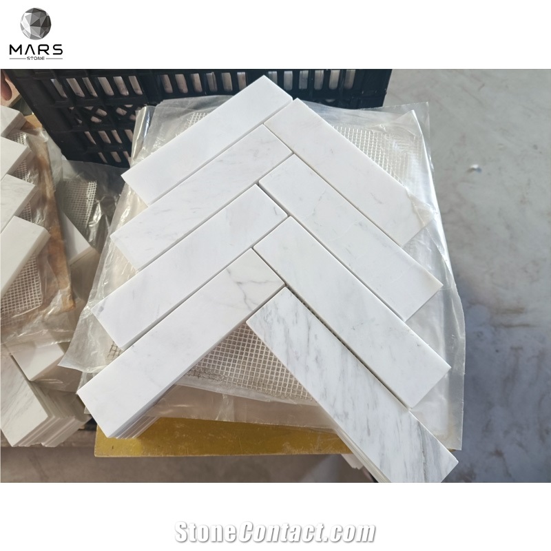 Hot Sell Products Volakas White Chevron Marble Mosaics Tiles