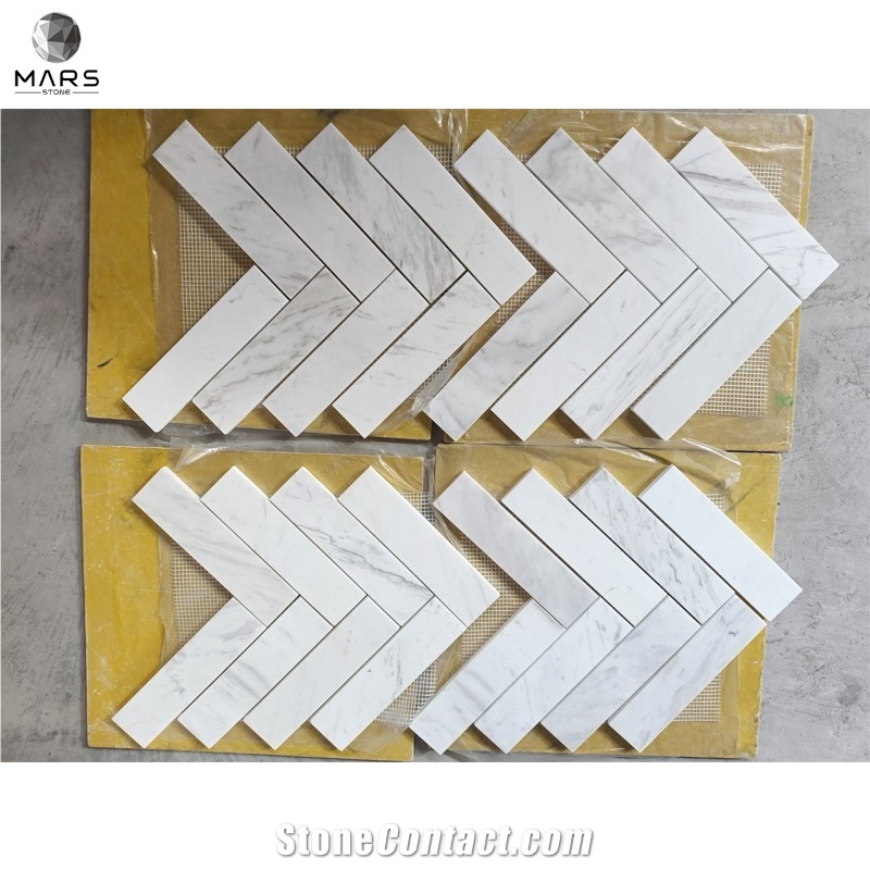 Hot Sell Products Volakas White Chevron Marble Mosaics Tiles