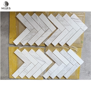 Hot Sell Products Volakas White Chevron Marble Mosaics Tiles