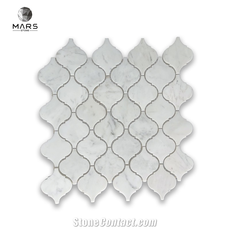 Irregular Lantern Shape Carrara White Marble Mosaic Tile