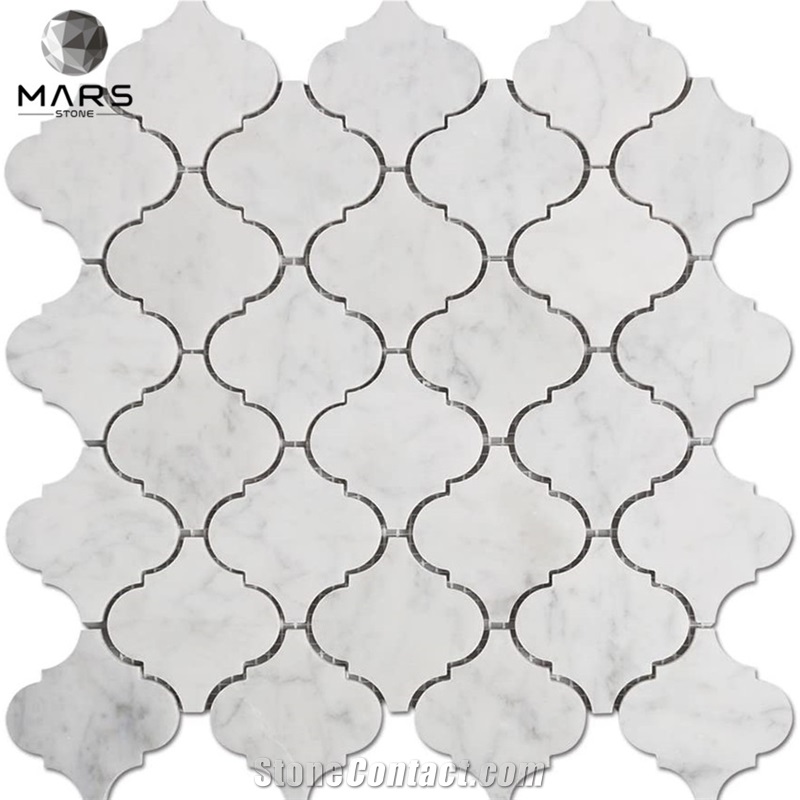 Italian Carrara White Bianco Lantern Marble Mosaic Arabesque