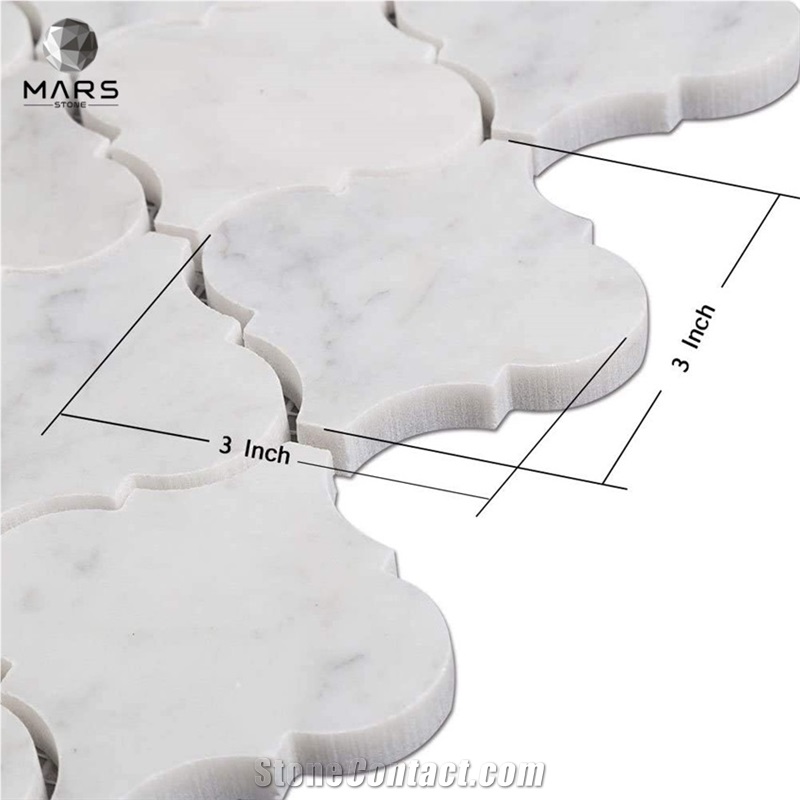 Italian Carrara White Bianco Lantern Marble Mosaic Arabesque
