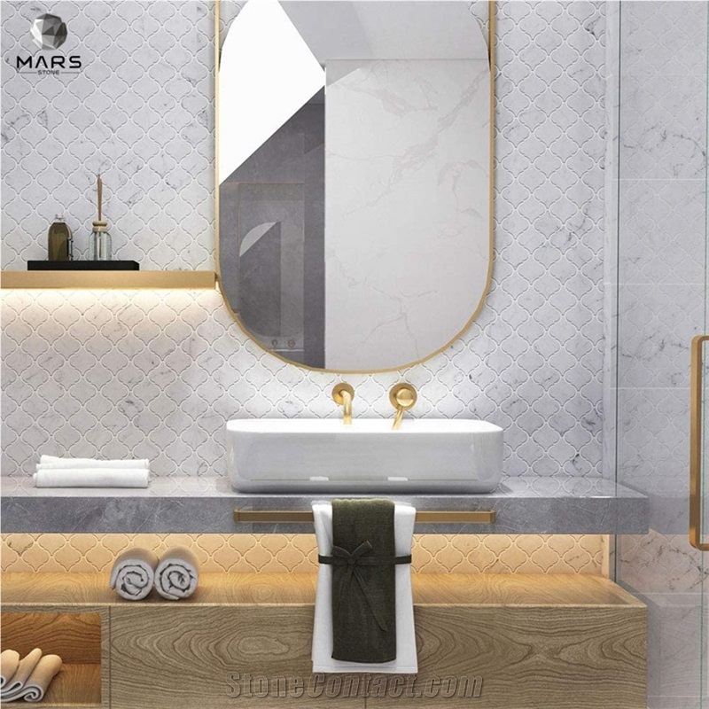 Italian Carrara White Bianco Lantern Marble Mosaic Arabesque