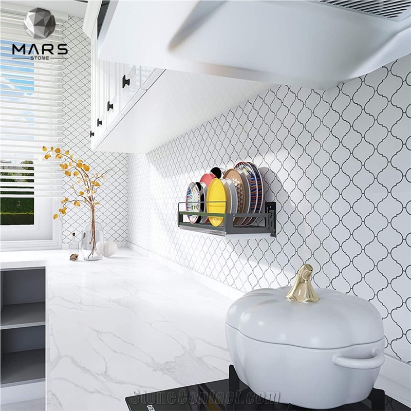 Italian Carrara White Bianco Lantern Marble Mosaic Arabesque