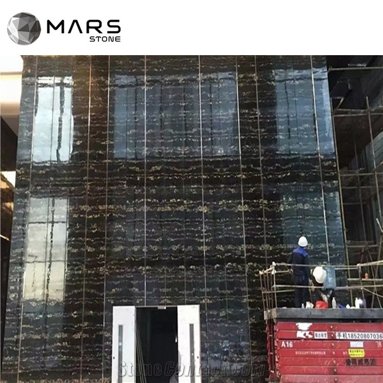 Italian Golden Black Nero Portoro Marble Slabs, Tiles