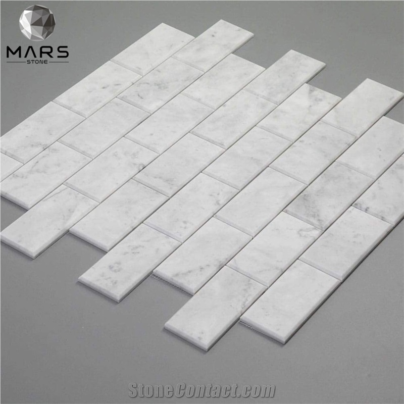 Italian White Carrara Marble 3 X 6 Brick Subway Mosaic Tile