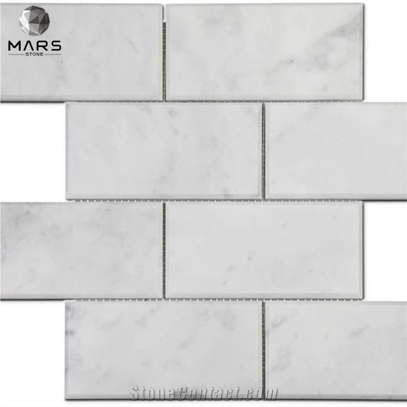 Italian White Carrara Marble 3 X 6 Brick Subway Mosaic Tile