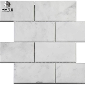 Italian White Carrara Marble 3 X 6 Brick Subway Mosaic Tile