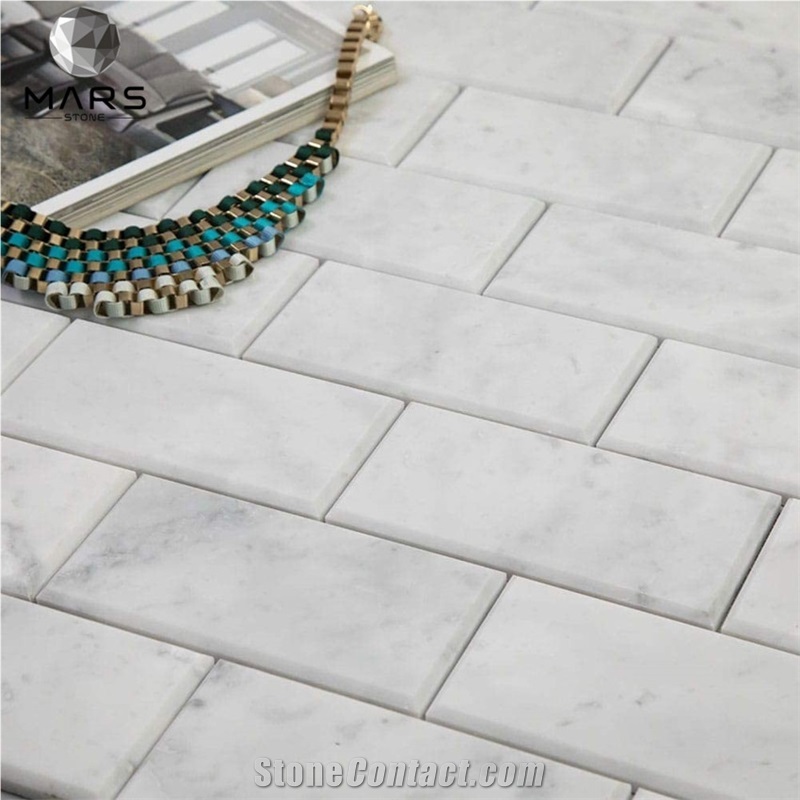 Italian White Carrara Marble 3 X 6 Brick Subway Mosaic Tile