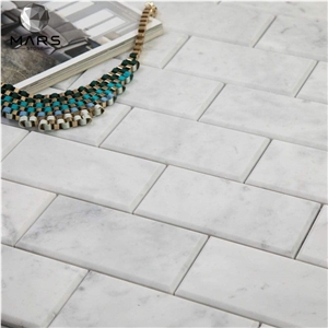 Italian White Carrara Marble 3 X 6 Brick Subway Mosaic Tile