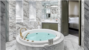 Italy Emporium Using Grey Veins White Arabescato Marble Slab
