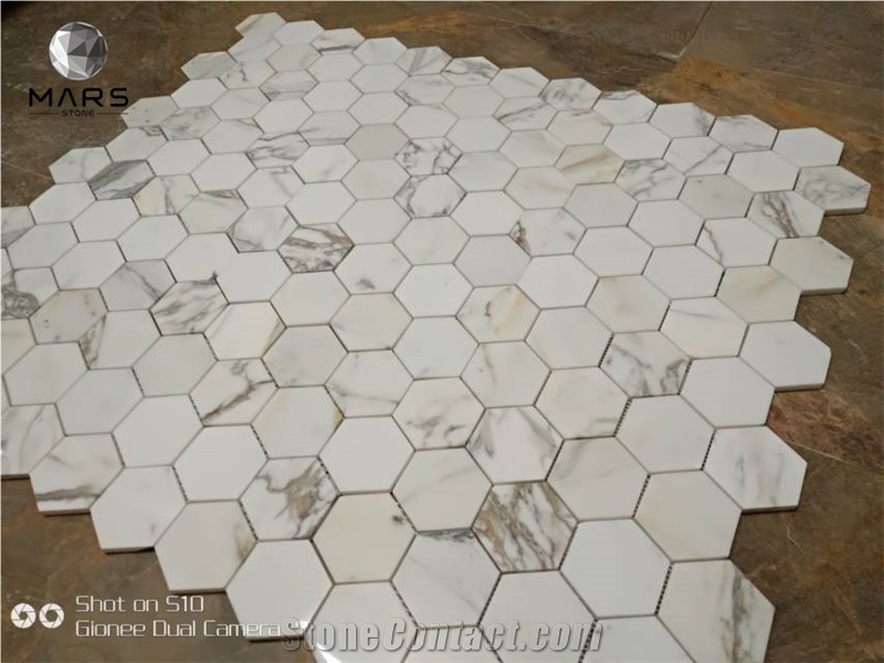 Italy Gold Marble Stone Mosaic Tile For Bathroom Floor