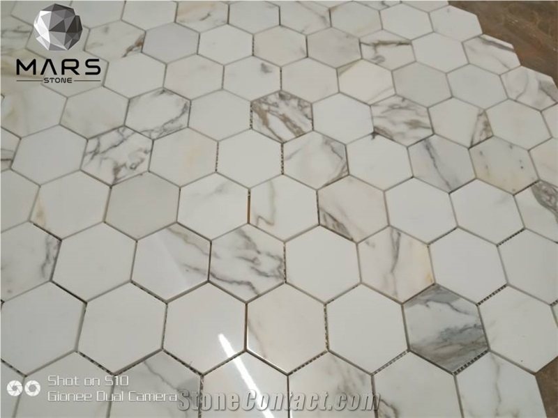 Italy Gold Marble Stone Mosaic Tile For Bathroom Floor